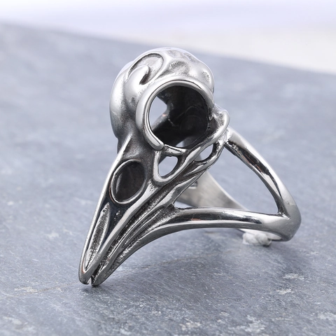 Anillo Teschio Di Corvo In Acciaio Inossidabile Vichingo Gotico Punk Gioielli Vintage Per Uomo Testa Di Uccello
