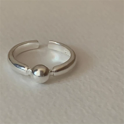 Anello Aperto In Argento Sterling 925 Minimalista Perlina Rotonda Gioielli Regolabili Moda Stile Coreano