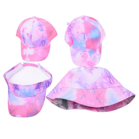 Tie Dye Cotton Hats Including Baseball Cap Bucket Hat Sun Visor And Mesh Trucker Hat Outdoor Sun Protection Fashion Accessory