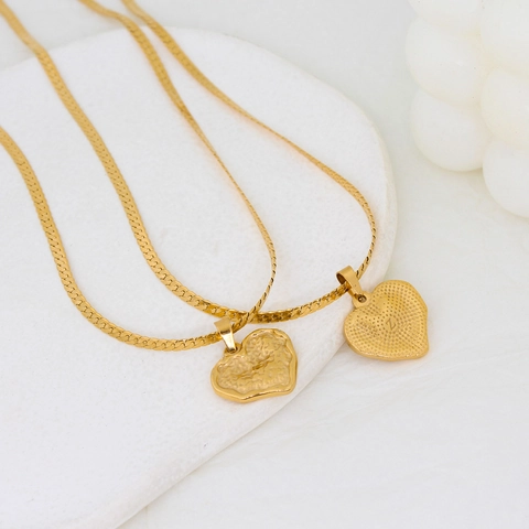 Minimalistische Edelstahl Herz Anhänger Halskette Für Damen Gold Schlangenkette Schlüsselbein Kette Elegante Mode Schmuck