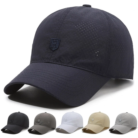 Quick Dry Baseball Cap Perforated Breathable Polyester Mesh Outdoor Sports Sun Shade Adjustable Strap Hat For Men Women