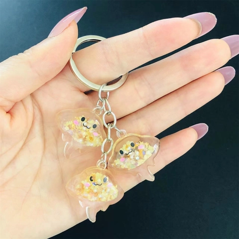 Portachiavi Cartone Animato Medusa Razza Resina Trasparente Glitter Luminoso Ciondolo Per Borsa Donne
