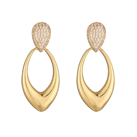 Retro Geometric Copper Earrings Irregular Heart Oval Shape Hollow Polished Minimalist Style Elegant For Women