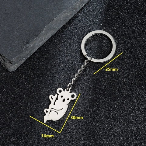 Llavero De Koala De Acero Inoxidable Colgante De Animal Lindo Anillo De Llave Para Mochila Accesorios De Moda Regalo De Joyería