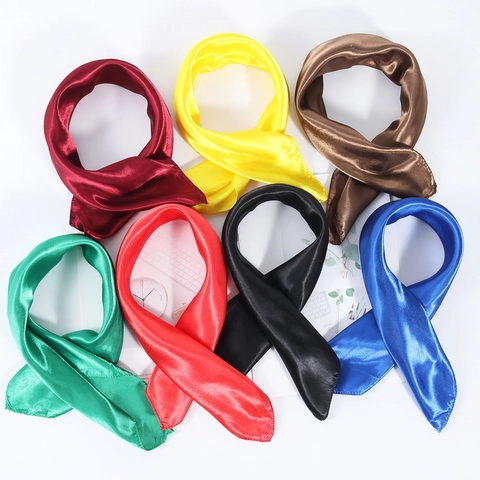 Solid Color Square Satin Satin Scarf Soft Glossy Neckerchief Bandana For Professional Office Wear Performance Accessory