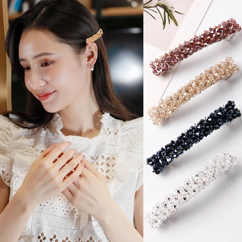 Molletta Per Capelli In Cristallo Artificiale Scintillante Strass Elegante Fermaglio A Molla In Lega Per Donne Ragazze