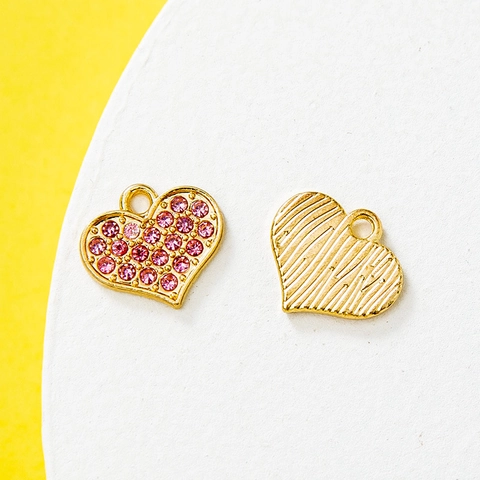 Ciondoli A Forma Di Cuore Per Creazione Gioielli Fai Da Te Lega Di Zinco Strass Pendenti Scintillanti Per Orecchini Bracciali