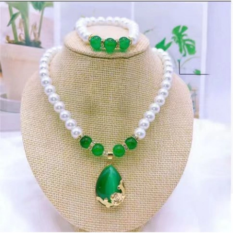 Imitation Artificial Pearl Necklace And Bracelet Jewelry Vintage Water Drop Faux Gemstone Pendant Elegant Gift For Women Mothers