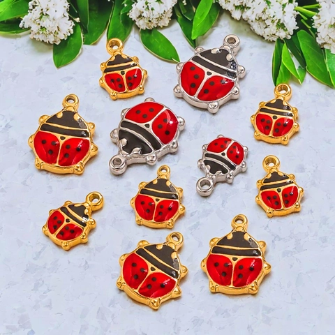 Marienkäfer Anhänger Edelstahl Emaille Insekten Pendants Für DIY Armband Halskette Schmuckherstellung