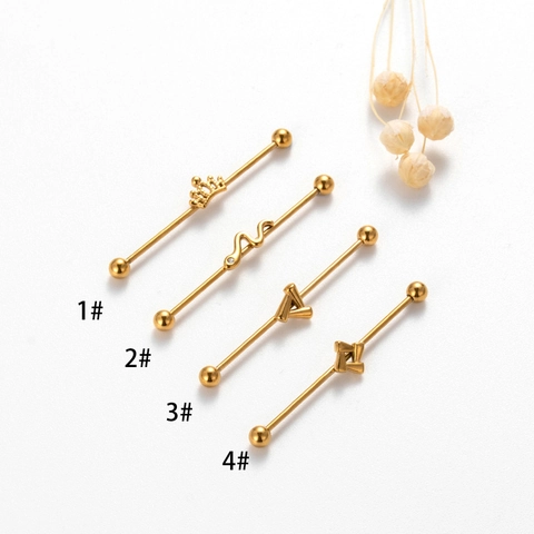 Industrial Barbell Ear Piercing Stainless Steel Crown Snake Geometric Jewelry Punk Fashion Body Accessories For Women