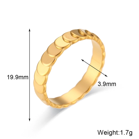 Fischschuppen Textur Ring 18K Gold Plattiert Edelstahl Einfacher Luxus Geometrischer Schmuck Für Frauen