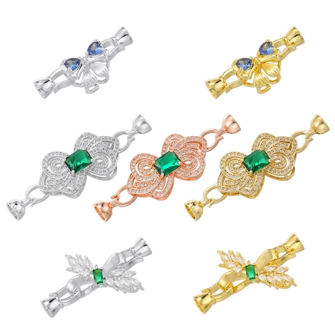 Cierre Joyería Conector Latón Circonita Diseño Lazo Para DIY Collar Pulsera Fabricación Sujetador Zircón