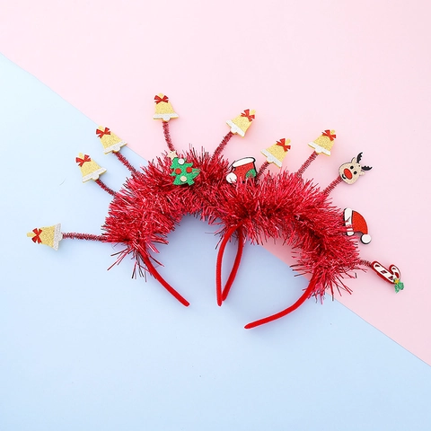Cerchietto Di Natale Bambini Corna Di Renna Albero Di Natale Campanello Accessorio Capelli Festa Per Ragazzi