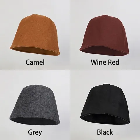 Wool Blend Bucket Hat For Women Warm Foldable Cloche Hat Vintage Winter Solid Color Minimalist Fisherman Cap