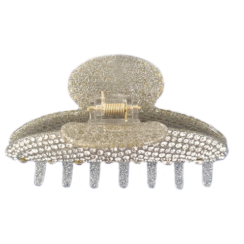 Vintage Silber Große Haarklammer Für Frauen Glänzende Strass Acryl Shark Clip High End Haarschmuck