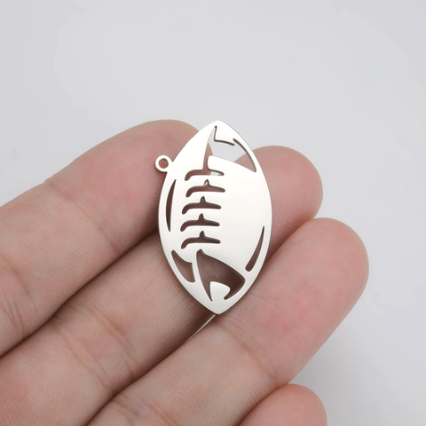 Pendente Football Americano In Acciaio Inossidabile Ciondolo Palla Rugby Cavo Per Accessori Per Creazione Gioielli Fai Da Te