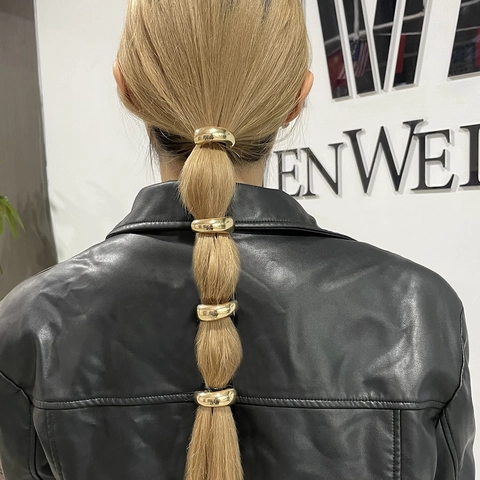 Chouchous Élastiques Géométriques En Métal Allié Minimalistes Pour Femmes Support Queue De Cheval Or Argent