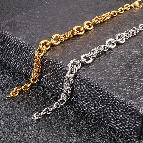 Bracelet À Chaîne Écailles De Dragon En Acier Inoxydable Pour Hommes Style Byzantin Punk Bijoux Hip Hop