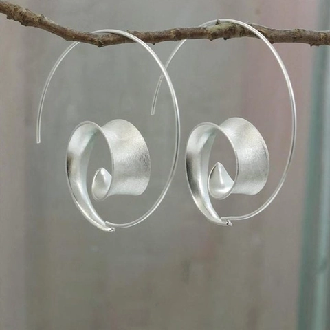 Boucles D'Oreilles Créoles Spirales Ailes Pour Femmes Métal Allié Rétro Avec Tige En Fer Finition Polie Mate Bijoux Mode