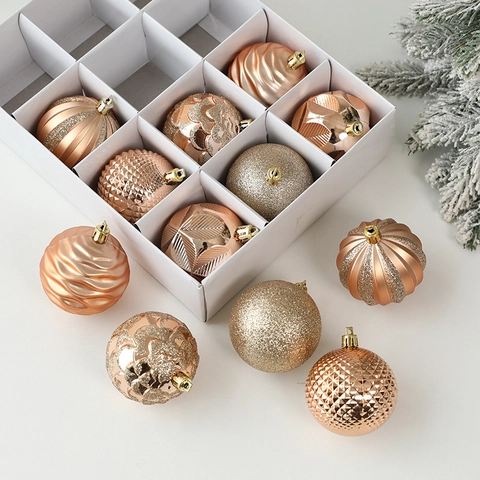Set di Palline di Natale in PVC Varie Texture Galvanizzate Decorazioni per Albero di Natale Festa di Matrimonio Regalo
