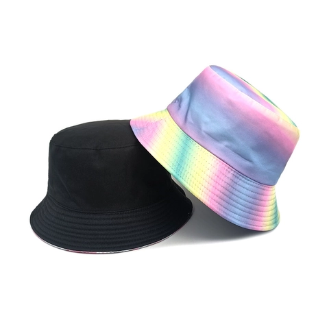 Omkeerbare Vissershoed Regenboog Gradiënt Polyester Zonbescherming Opvouwbaar Voor Heren Dames Casual