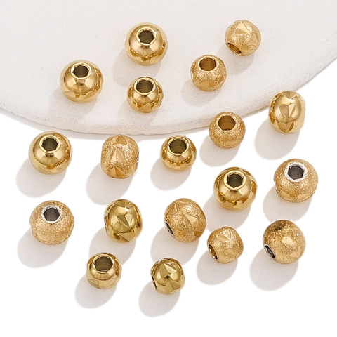 Perle Distanziatrici Rotonde In Acciaio Inossidabile Lucidate Opache Strutturate Perle Sfuse DIY Gioielli Bracciale Collana