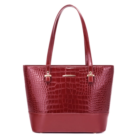 Borsa Da Donna Motivo Coccodrillo Pelle PU Lucida Tote E Tracolla E Pochette Moda Borsa A Spalla Elegante