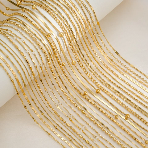 Collana Minimalista in Acciaio Inossidabile Placcato Oro 18K Per Donna Uomo Catena Serpente Box Figaro Curb Gioielli di Moda