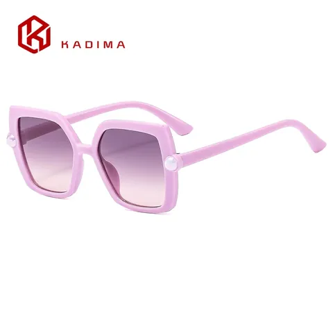 Kids Square Sunglasses With Artificial Pearl Accents PC Frame AC Lens UV Protection Outdoor Travel Fashion Eyewear For Boys Girls