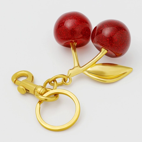 Porte-clés Fruits Brillants Pour Femmes Charmes De Sac Résine Et Alliage Cerise Fraise Champignon Pendentif Cadeau