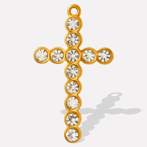 Pendentif Croix Acier Inoxydable 304 Avec Strass En Verre Incrusté Accessoire Religieux Pour Fabrication De Bijoux DIY