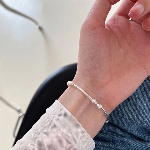 Minimalistische Armband Van 925 Sterling Zilver En Zoetwaterparels Handgemaakte Elegante Sieraden Voor Dames