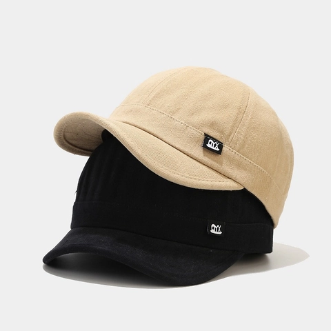 Short Brim Baseball Cap Cotton Canvas Vintage Docker Hat For Men Women Breathable Sun Protection Solid Color