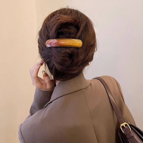 Pinza Para El Cabello De Acetato Retro Francés Carey Estampado De Leopardo Pasador De Resorte Curvo Para Mujer Elegante