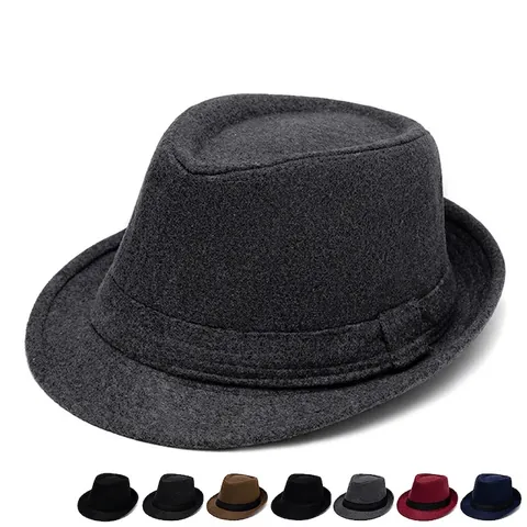 Classic Fedora Hat For Men Women Cotton Polyester Felt Warm Vintage Solid Color Jazz Style Winter Autumn Accessory