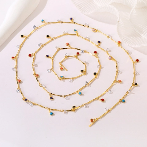 Cadena Hacer Joyas DIY Aleación Metal Esmalte Flor Colorida Ojo Dios Estrella Corazón Dije Eslabón Collar Pulsera