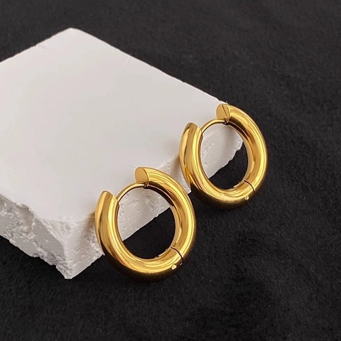 Orecchini A Cerchio Spessi Acciaio Inossidabile Minimalista Lucido Ad Alta Brillantezza Gioielli Di Moda Per Donne