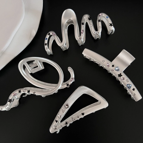 Molletta Per Capelli In Lega Argento Opaco Con Strass Colorati Motivi Stella Cuore Stile Y2K Accessorio Per Capelli Da Donna