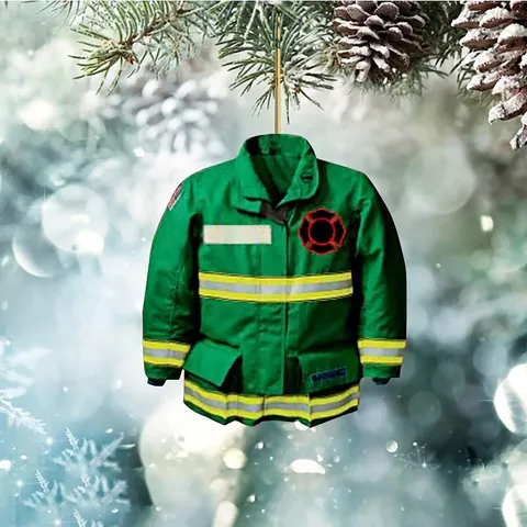 Christmas Tree Ornament Flat Acrylic Professional Uniform Hanging Pendant Firefighter Nurse Doctor Theme Decor Charms