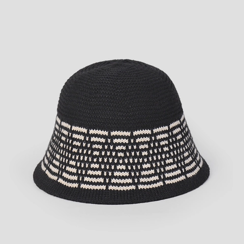 Women Knitted Bucket Hat Warm Polyester Rhombic Jacquard Vintage Foldable Basin Hat Autumn Winter Versatile Accessories