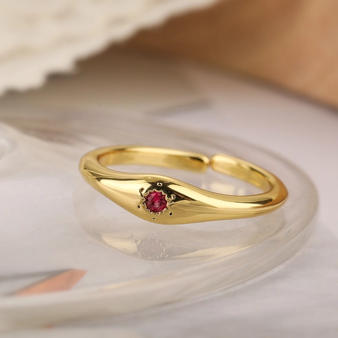 Anillo Abierto De Cobre Bañado En Oro De 18K Circonita Para Mujer Estilo INS Minimalista Joyería De Dedo Ajustable