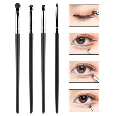 Eye Makeup Brushes Pony Hair Wood Handle Aluminum Tube For Eye Shadow Blending Detail Smudging Precise Application Tools