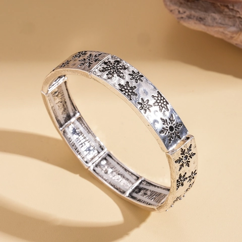 Bracciale Rigido In Lega Vintage Con Fiocco Di Neve E Versetto Biblico Inciso Gioielli Religiosi Per Donna