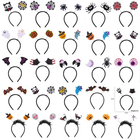 Halloween Headband Pumpkin Spider Bat Ghost Spring Hairband Fabric Plastic For Party Masquerade Cosplay Accessory