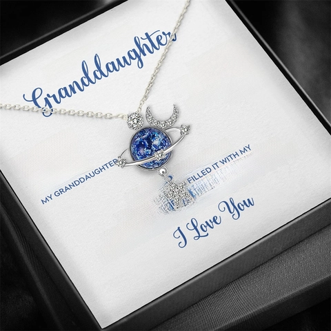 Collana Con Ciondolo Pianeta Universo Con Sfera Stellare Blu Luna Stella Ciondolo In Rame E Catena In Acciaio Per Figlia