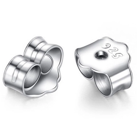 Cierres De Pendientes Plata De Ley S925 Mariposa Repuesto Para Pendientes De Botón Accesorios Joyería DIY