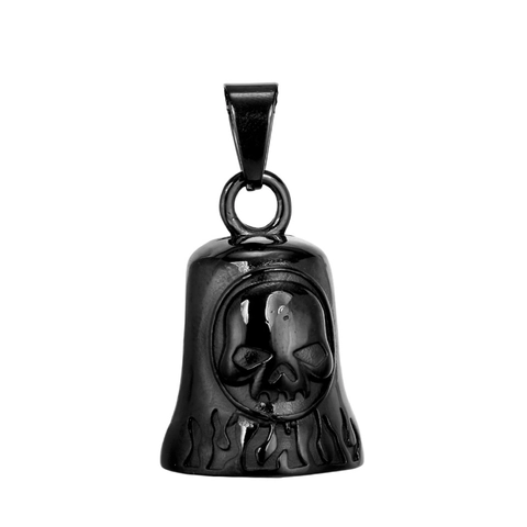 Collana Con Pendente A Campanella Teschio Vintage Acciaio Inossidabile Motivo Fiamma Gothic Punk Hip Hop Gioielli
