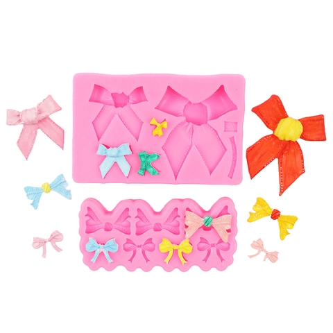 Silicone Bowknot Cake Mold Fondant Chocolate Clay DIY Baking Tools Bow Shape Sugarcraft Mold For Cake Decoration Kitchen Tool
