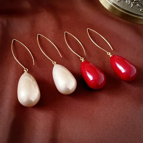 Pendientes De Perlas Artificiales En Forma De Gota Con Poste De Plata De Ley 925 Estilo Retro Francés Joyería De Cobre Para Mujeres