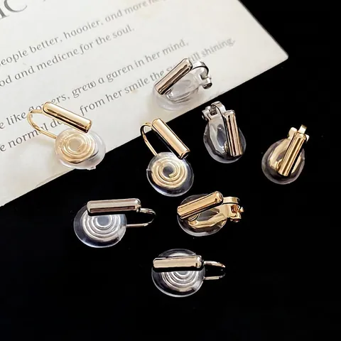 Minimalist Geometric Earring Converters Copper Metal Non-Pierced Ear Clips With Comfort Silicone Pads Korean Style For Women